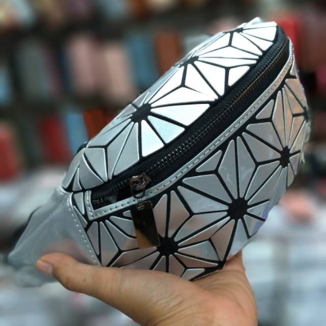 Taa selempang waist bag pinggang cewek  impor  premium  silver