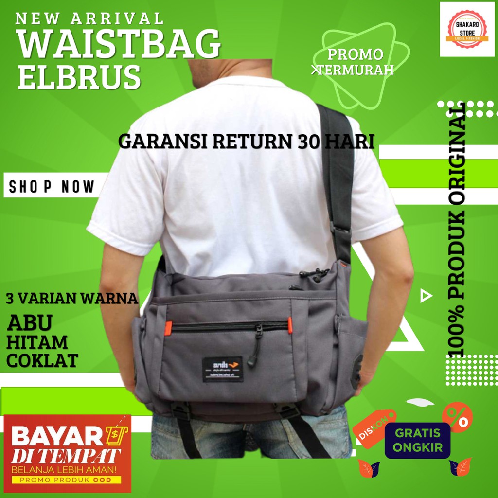Tas Sling Bag Pria Distro Original Branded Tas Slempang Pria Terbaru 2024 Elbrus TL 751