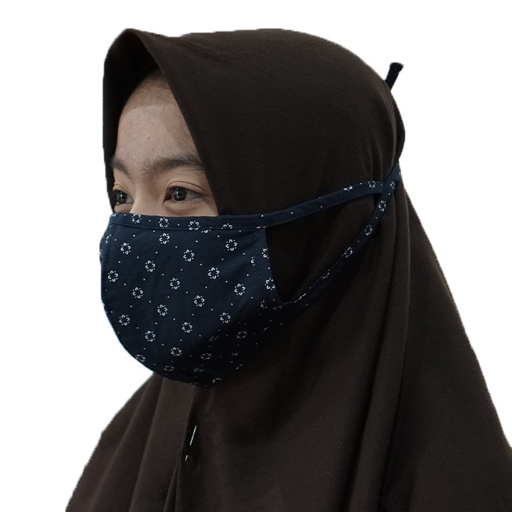 Masker Hijab Navy Motif