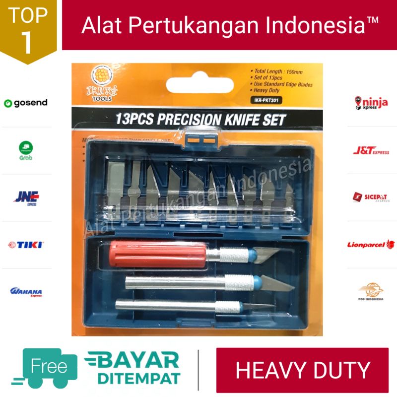 

IKURA Cutting Pen Cutter Art Knife 1 Set 3pcs + 13pcs Reffil - Mata Pisau Alat Ukir Stiker