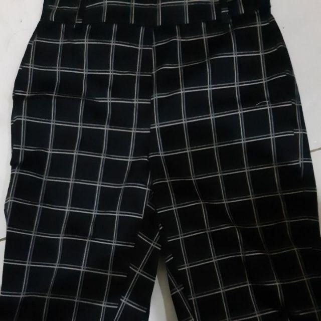 SALE CHECKERD H M  PANTS CELANA  PLAID  PANTS ANKLE LEIGHT 