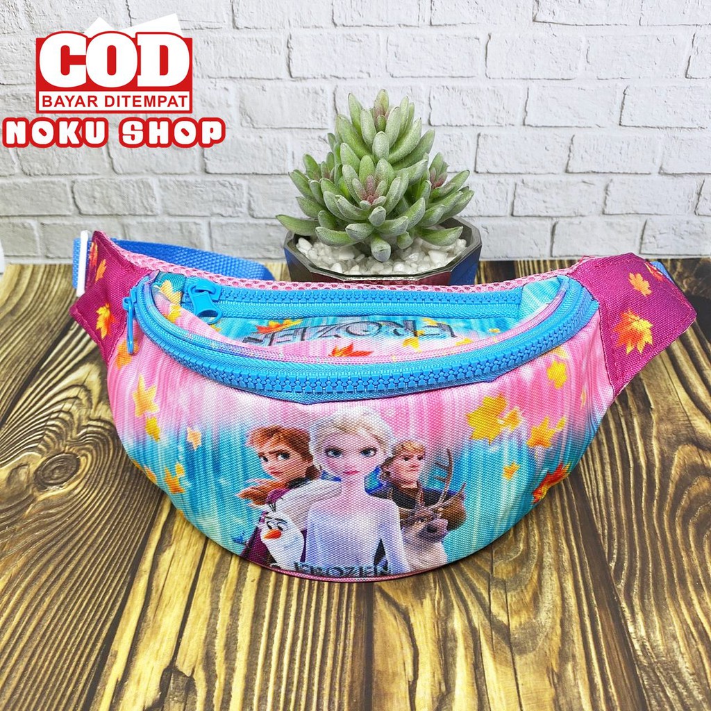 NOKU - Tas Selempang Anak / Waistbag Bumbag Karakter Motif FROZEN