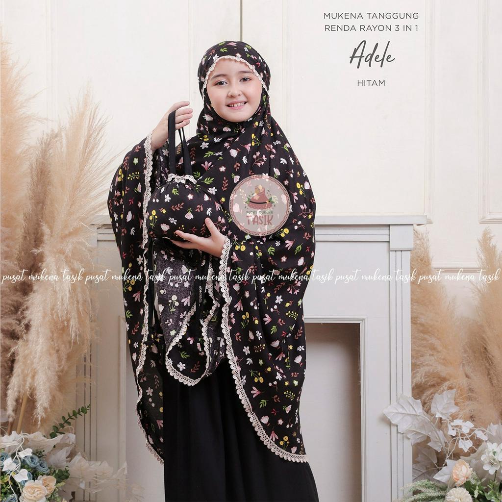 PUSAT MUKENA TASIK - MUKENA ANAK TANGGUNG RENDA RAYON MOTIF 3IN1 ADELE