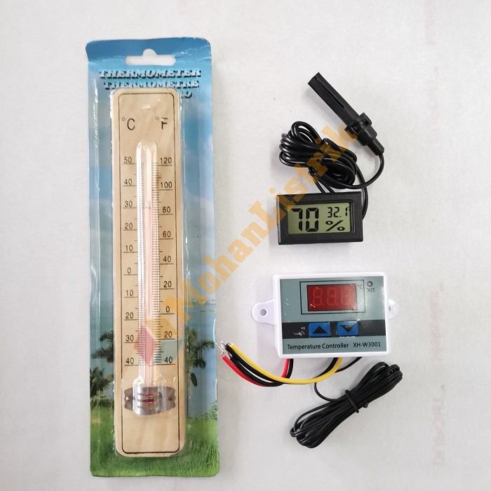 Paket Thermostat Penetas Telur Inkubator Kelembapan Thermometer Kayu