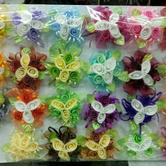aplikasi bunga hiasan aksesoris bros bahan craft