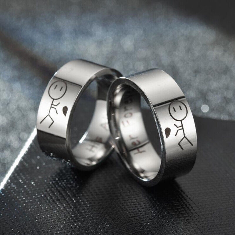 Cincin Bahan Stainless Steel Motif Tulisan His Always Her Forever Untuk Pasangan