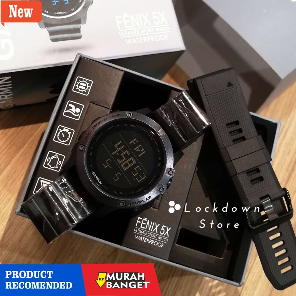 Jam digital pria terbaik- Jam Pria Garmin Fenix 5x Original Full Set / Gift Set