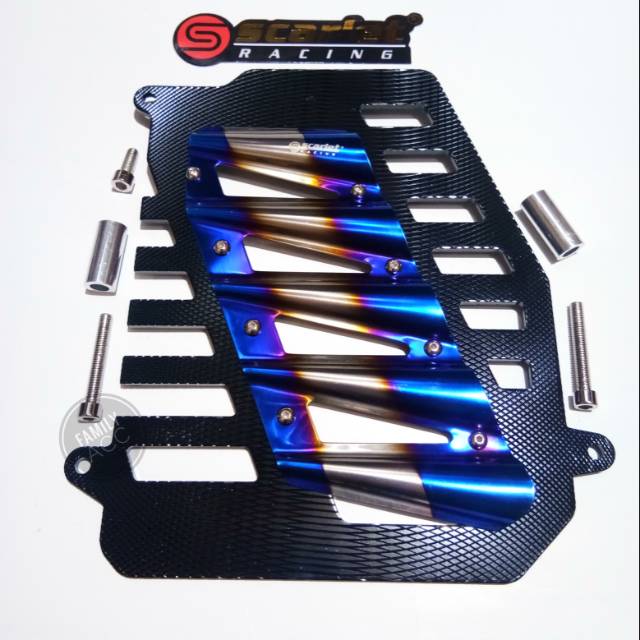 Cover Tutup Radiator Carbon Blue Silver Full CNC PnP Yamaha Nmax - Aerox