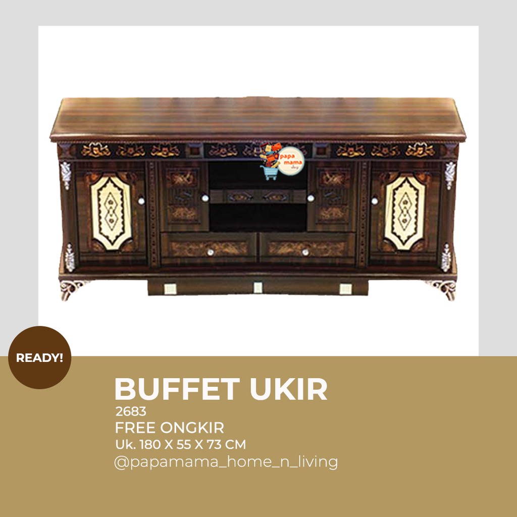 Buffet Tv Minimalis Ukir 2683 - Meja TV Import Ukir 180cm - Medan
