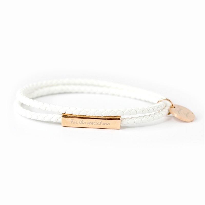 GELANG KULIT KOREA LEATHER TITANIUM BRACELET UNISEX S IVORY WHITE