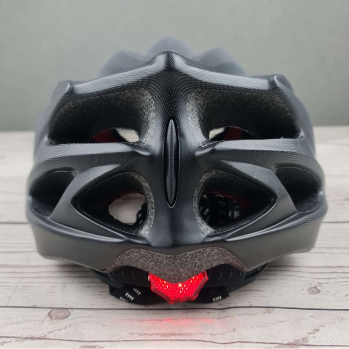 Helm Sepeda Ultralight Bicycle Cycling Helmet + Tail Light LED - AM42 - 7RSEBPBK Black