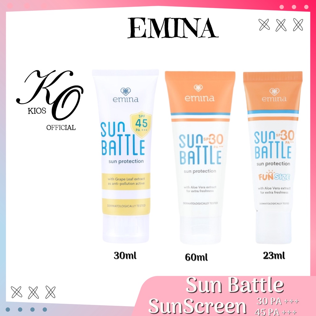 Emina Sun Battle Protection SPF 30 PA+++ 23ml &amp; 60ml | SPF 45 PA+++ 30ml | Sunscreen Wajah