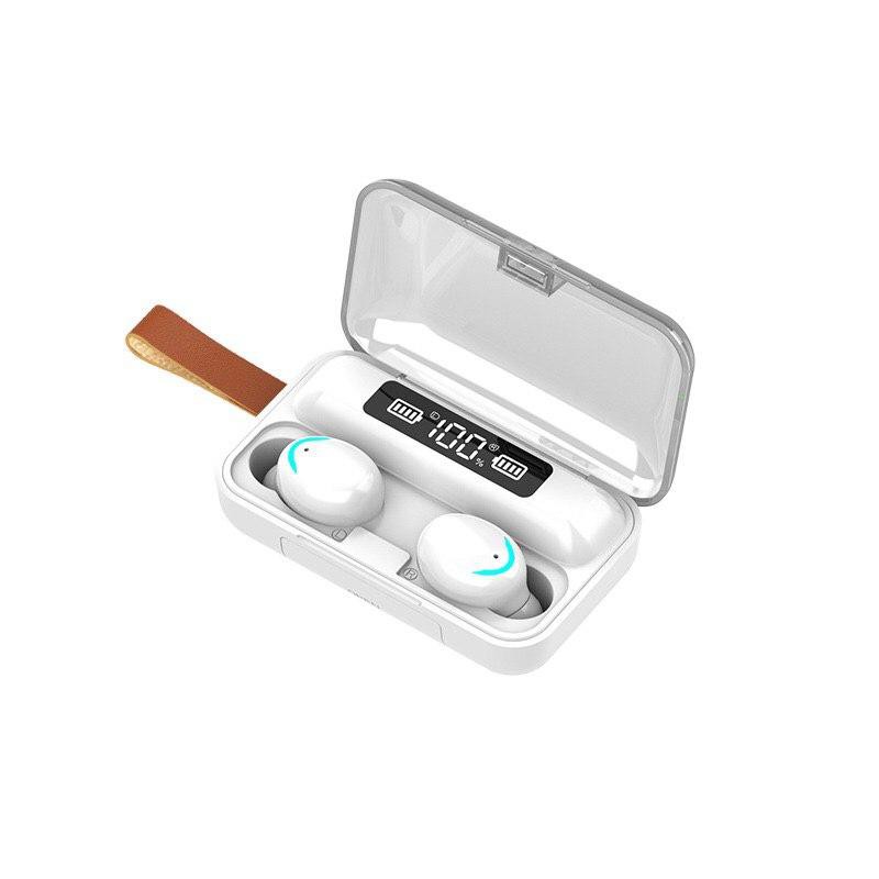 Q32 / F9 LED TWS Bluetooth Headset EDR Wireless Stereo Earbuds With Powerbank For IOS dan Android-F9 WHITE TOUCH