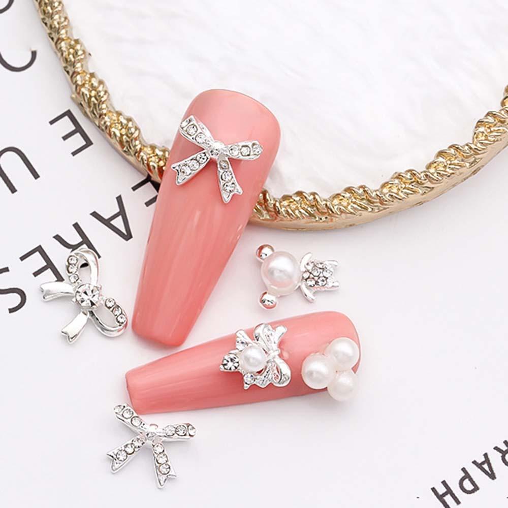 AUGUSTINA Agustina Dekorasi Nail Art Mewah Berlian Mutiara Perhiasan 3D Hiasan Kuku