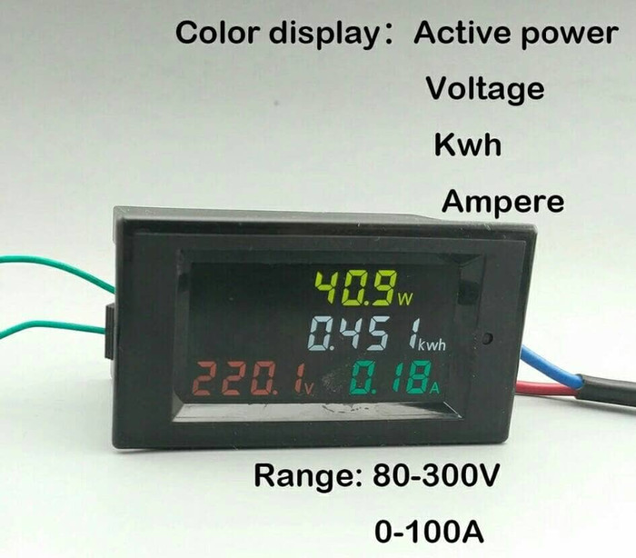 AC PANEL WATT METER DISPLAY MULTI COLOR LED DIGITAL Volt Ampere Energy Termurah
