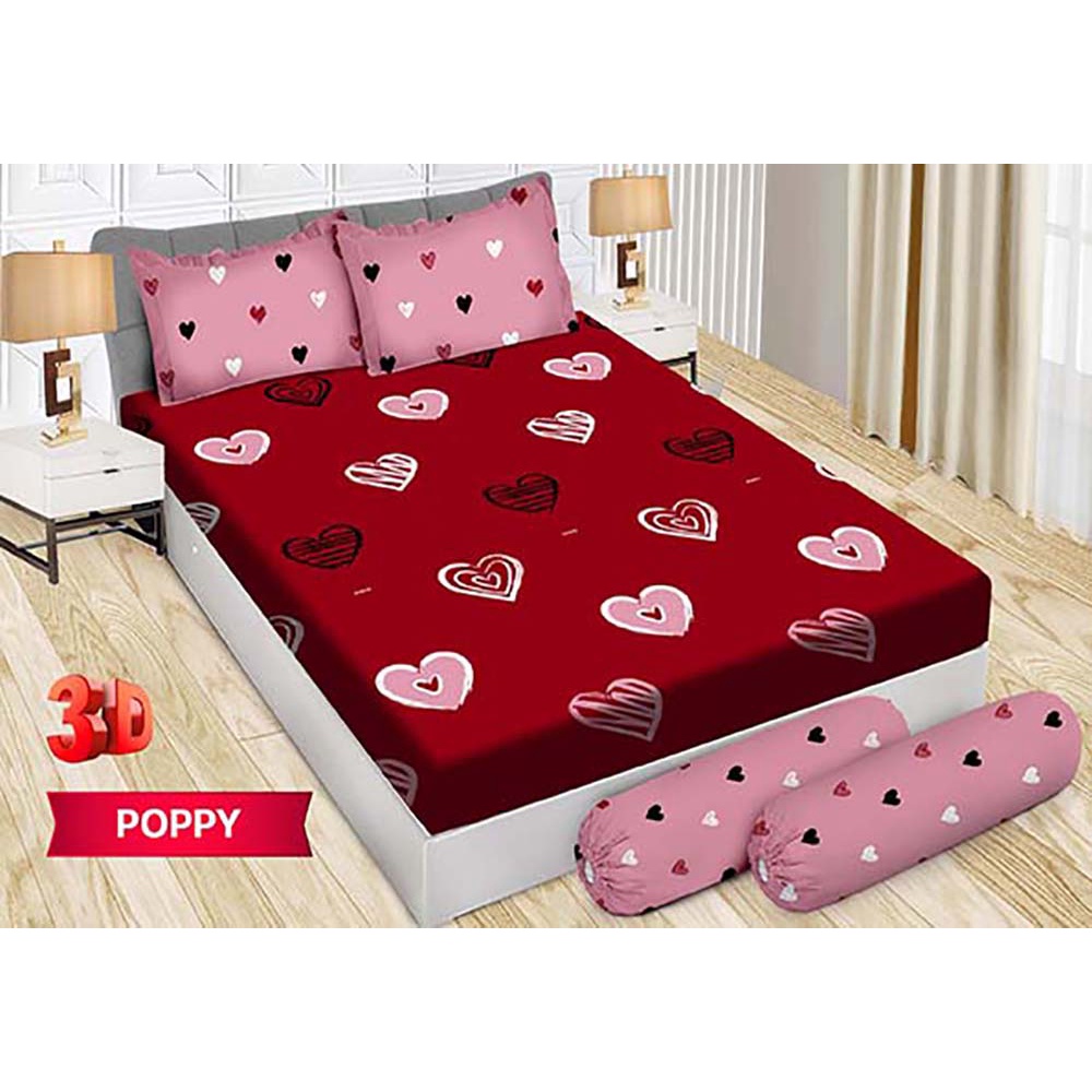 Sprei Bonita 3D Bantal 4 King 180x200 cm Motif Poppy