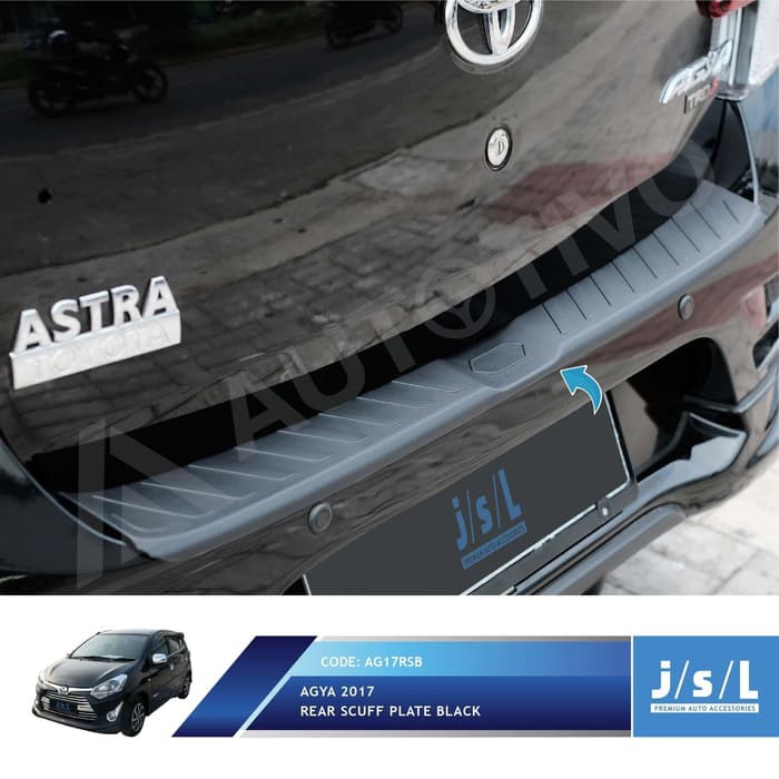 Aksesoris Mobil Eksterior New Agya 2017 Rear Scuff Plate Full Black S