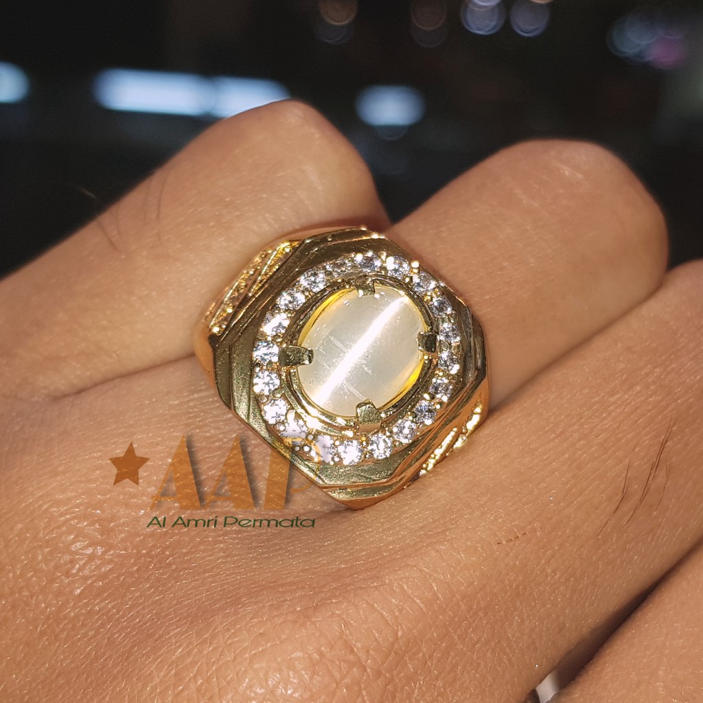 Cincin batu Mata Kucing / Cincin opal cat eye / natural opal cat eye garansi asli