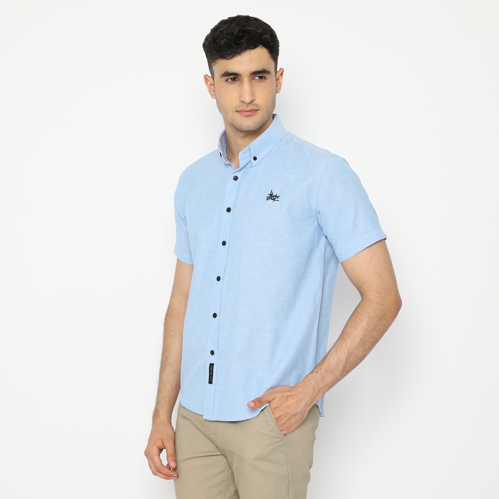 Mecca_shop24/Kemeja Polos Murah Motz Baby Blue Lengan Pendek/Pakaian Kemeja Pria