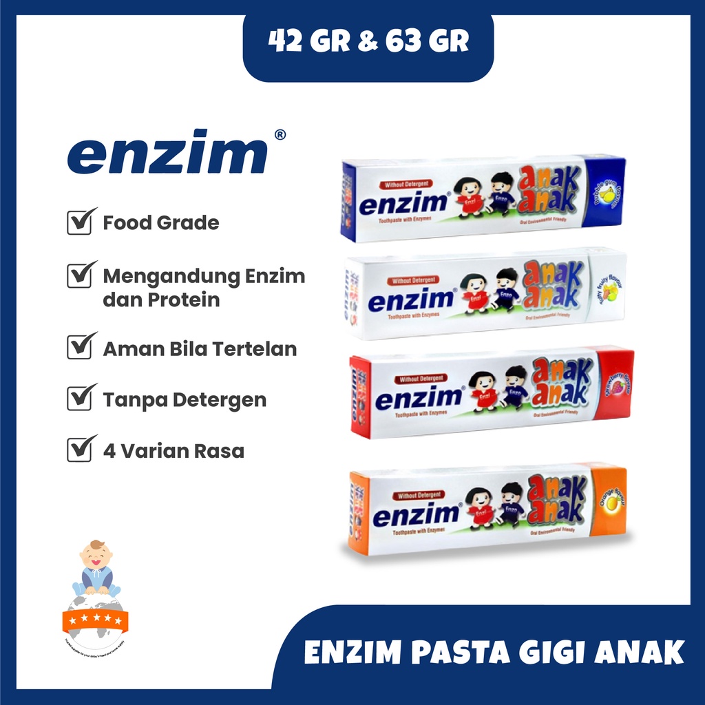 ENZIM Pasta Gigi Anak Orange / Strawberry 42g / 63g