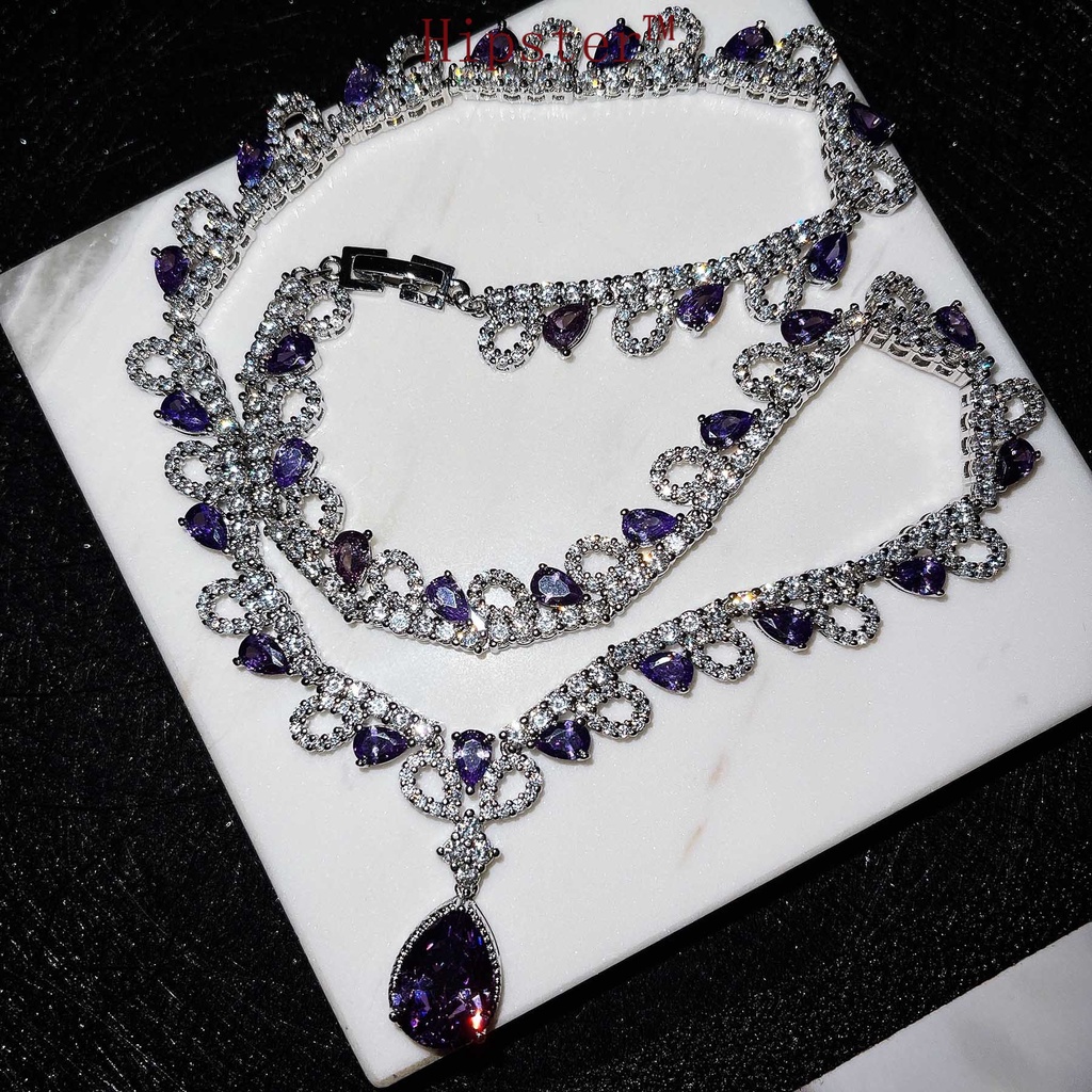 High-End Custom Luxury Micro-Inlaid Diamond Amethyst Pendant Necklace