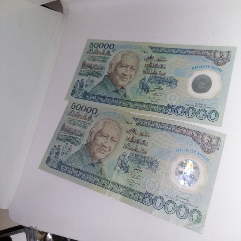 UANG KUNO 50000 POLYMER SOEHARTO TAHUN 1993