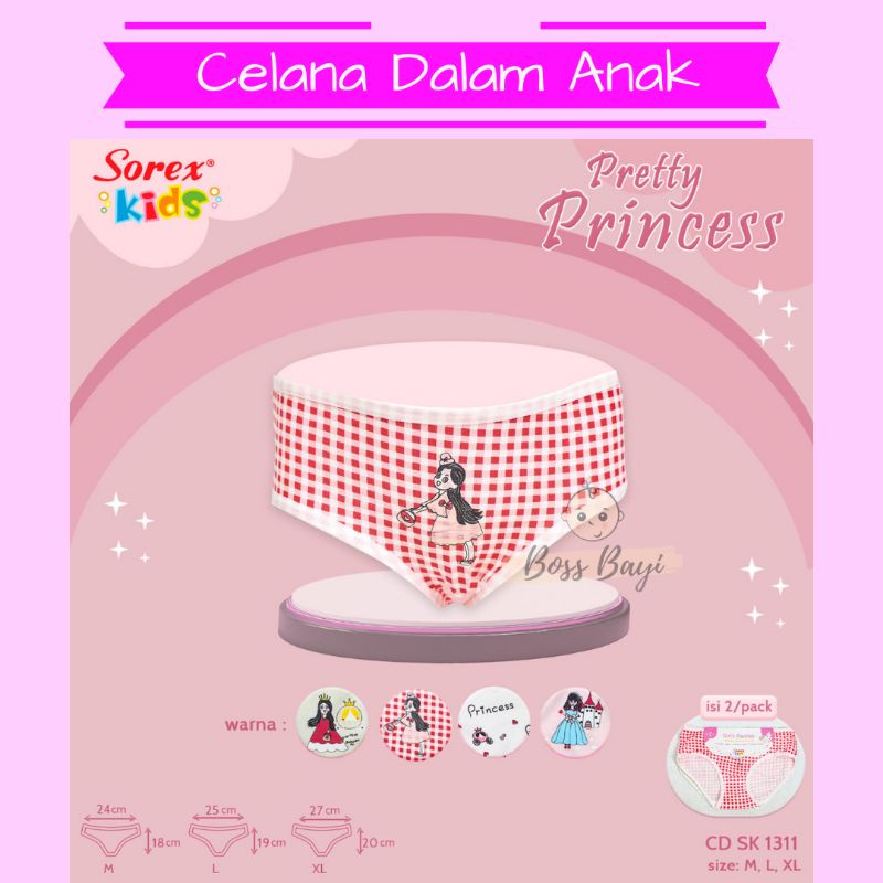 Sorex Kids CD Celana Dalam Anak Perempuan / Girl's Panties satuan per 1pc M,L,XL