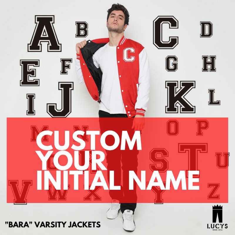 Jaket varsity baseball pria wanita custom inisial