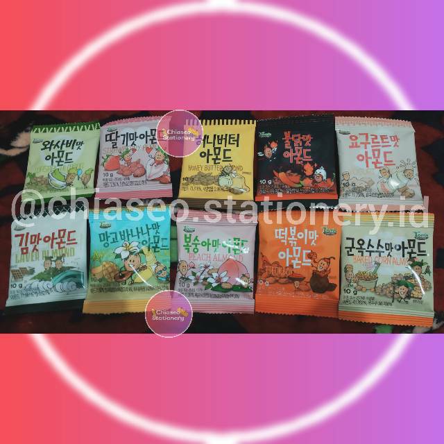 ALMOND Tom's Farm 1982 10gr HONEYBUTTER/LAVER/WASABI/TTEOKBOKKI/HOT&SPICY CHICKEN/MANGO BANANA/PEACH