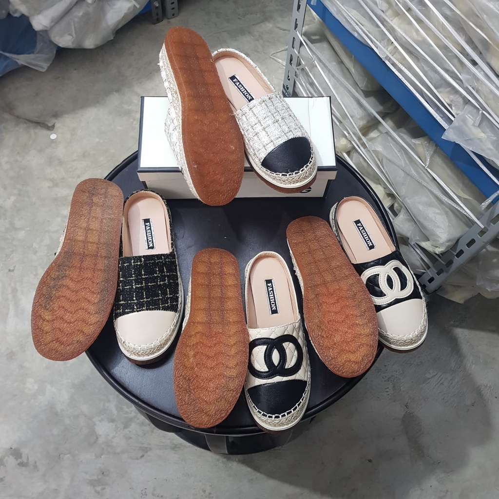 COD BAYAR DITEMPAT !!! 10555 Sandal Espadrilles Slip On Mules