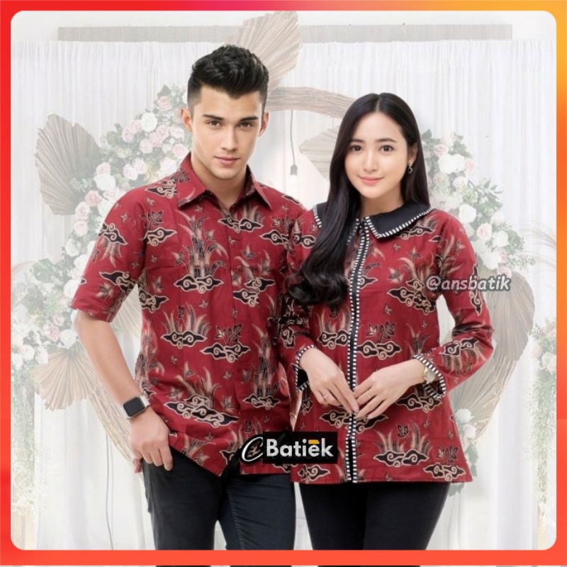 COUPLE BATIK NEW HEM BLUS BLOUSE TRENDING INTERNATIONAL COUPLE SERAGAM TERLARIS