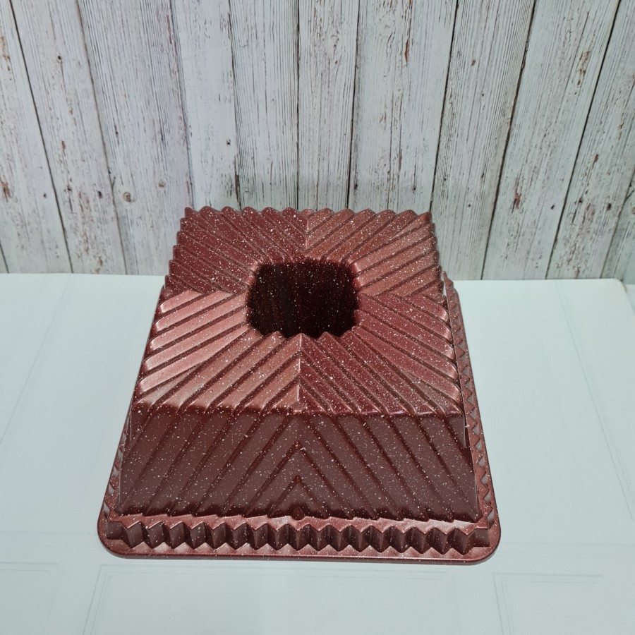 loyang kue HOTCHEF coating bundt tulban cake pan 20cm anti lengket rose gold non stick PYRAMID