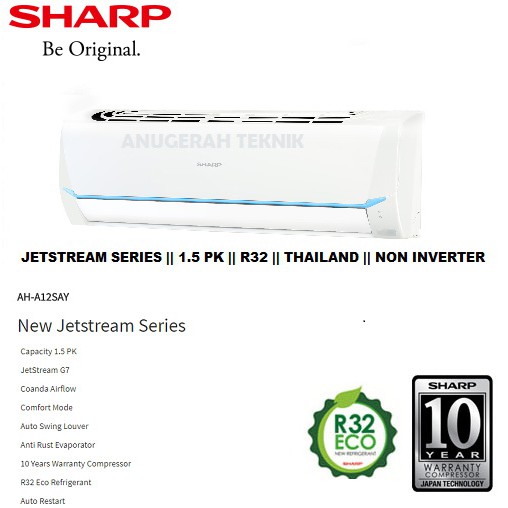 AC SPLIT SHARP 1.5 PK 1.5PK R32 JETSREAM SERIES NON INVERTER - A12SAY