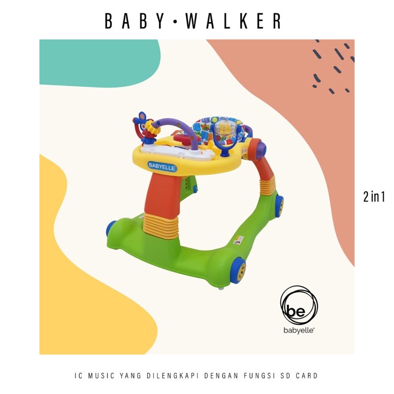 Makassar - Mainan Alat Bantu Jalan Bayi Baby Walker Activity Walker BabyElle 0188 / Colourful Green