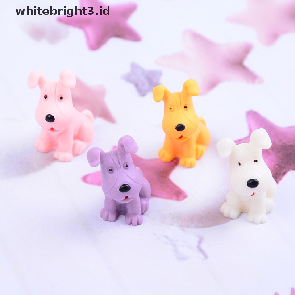 (whitebright3.id) 4pcs Miniatur Anjing Lucu Untuk Dekorasi Taman Mini / Rumah Boneka diy