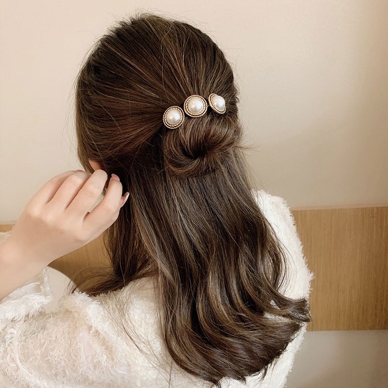 Ikat Rambut Korea Mutiara Bahan Karet Elastis Rambut Wanita