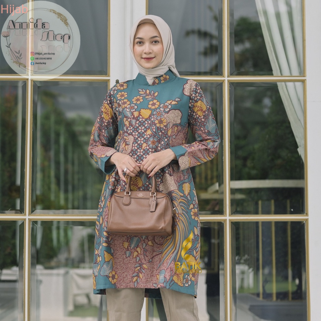 Batik Atasan Prabuseno - Merak Indah Tunik Atasan Wanita Lengan Panjang Original