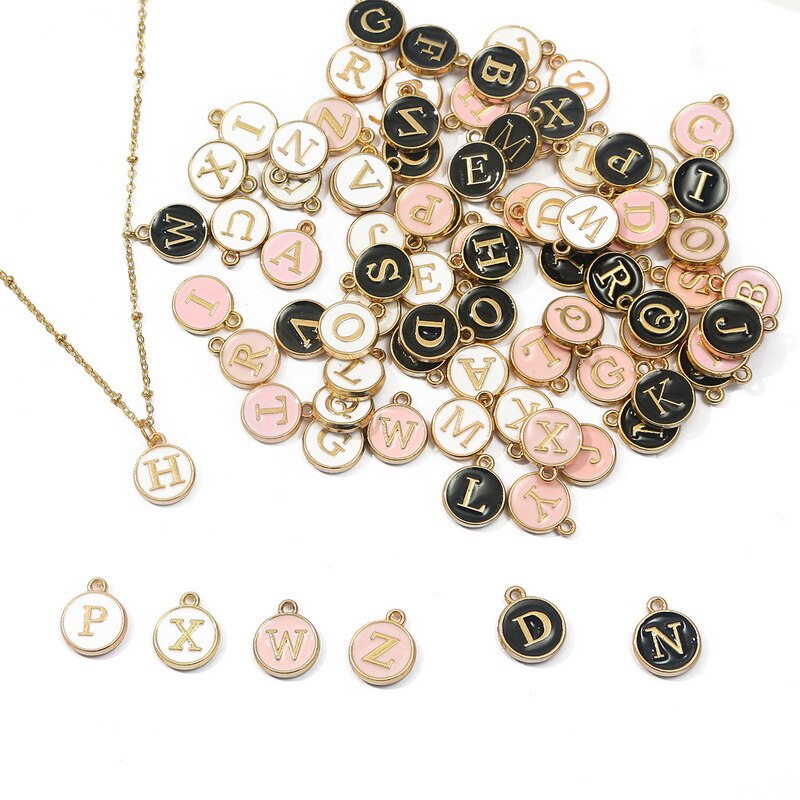 Beadia 10Pcs Q-Z Letter Charms Enamel Charms Alphabet Huruf Inisial Handmade Liontin Untuk Membuat Perhiasan