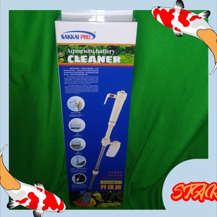 Jual aquarium battery cleaner pump SAKKAI PRO VACUM 311 adaptor(U4B2