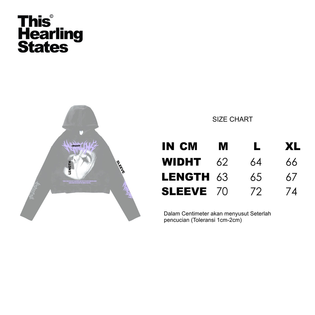 Hearlingstates | Gloomy face | Oversized Crop Hoodie Unfinished