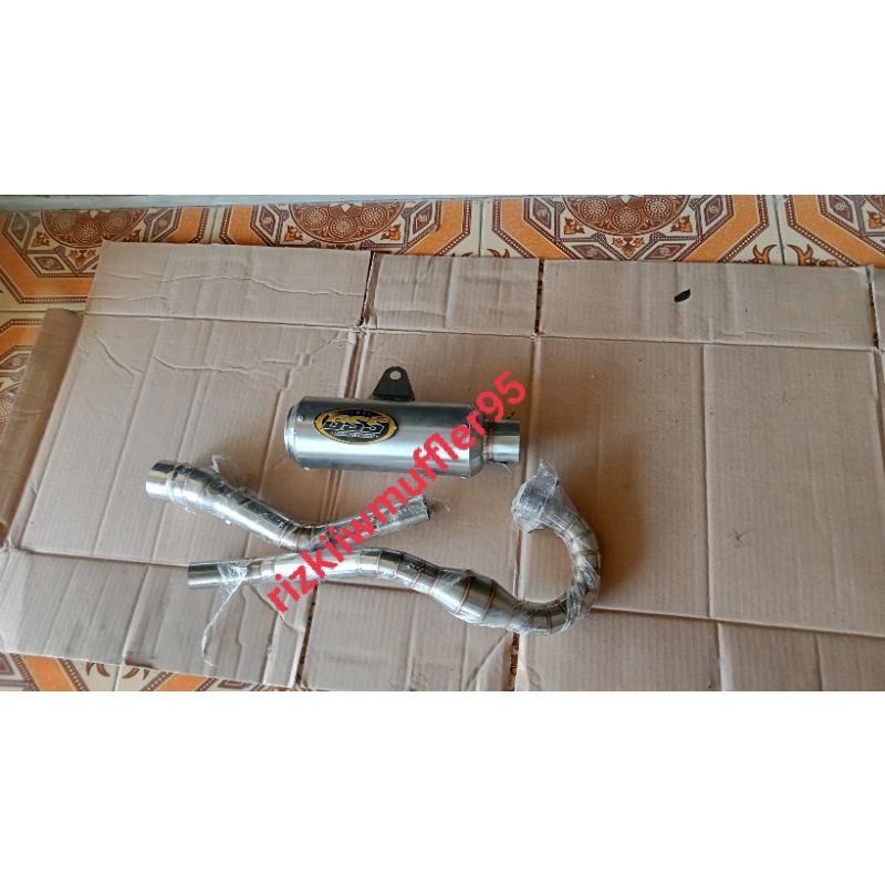 knalpot BSS gp1 leher full cacing buat motor Supermoto KLX crf d'tracker ngkeer negkeer