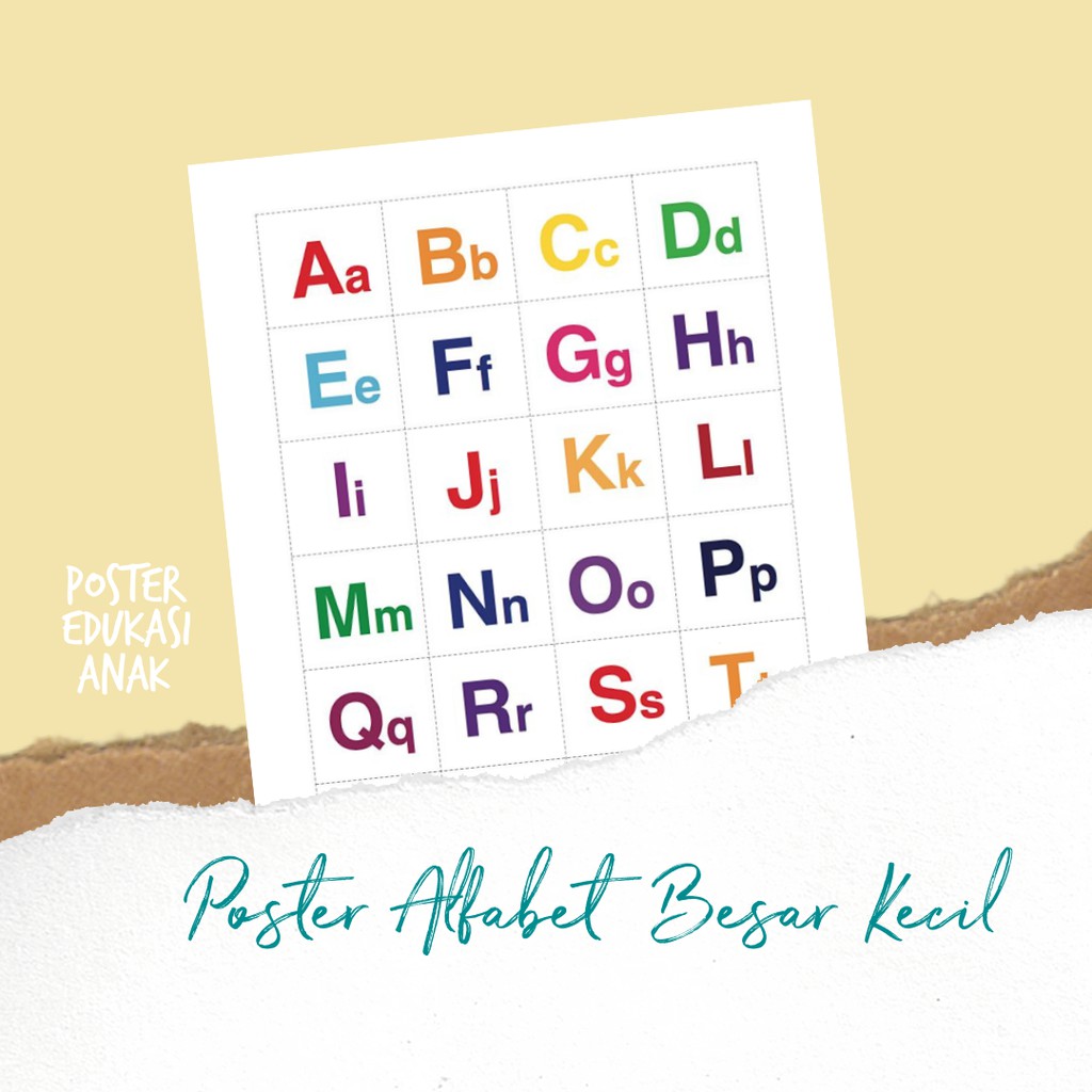 Poster Alfabet Huruf Besar dan Kecil Poster Belajar Anak Bayi Balita PAUD TK Mudah Membaca