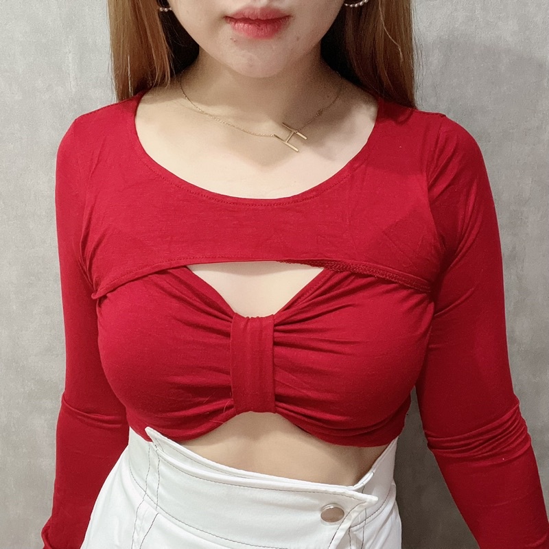 Bowie Long Sleeve Crop Top | Atasan Wanita Korean Fashion | Maimon Grosir