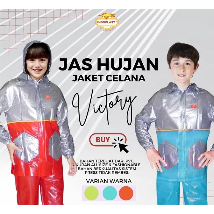 Jas Hujan Anak JC VICTORY // Usia 9 -13 Tahun