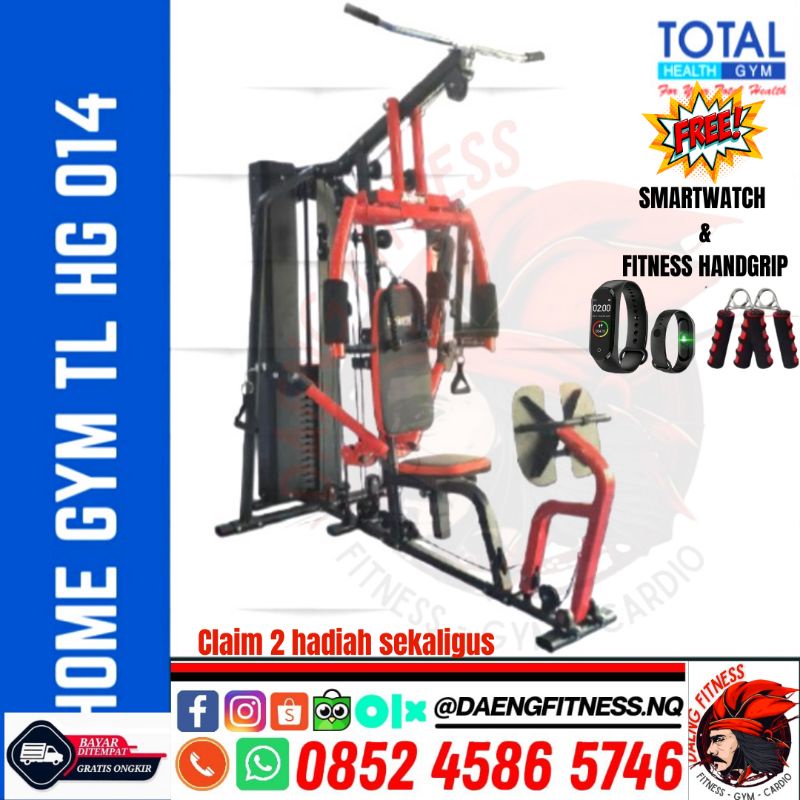 HOME GYM 2 SISI 75kg TL-014 bonus jam smartwatch dan handgrip