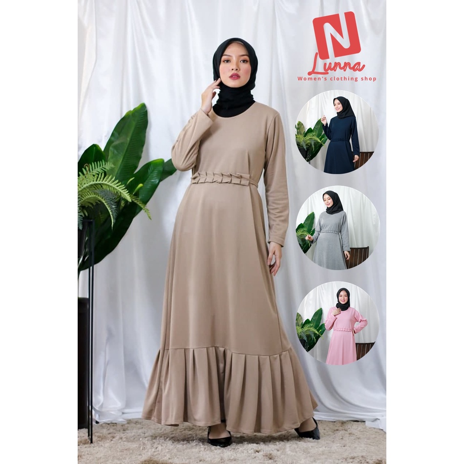 Baju muslim wanita gamis polos cewek premium original branded lokal kekinian Mybamus Berly Plit Dres