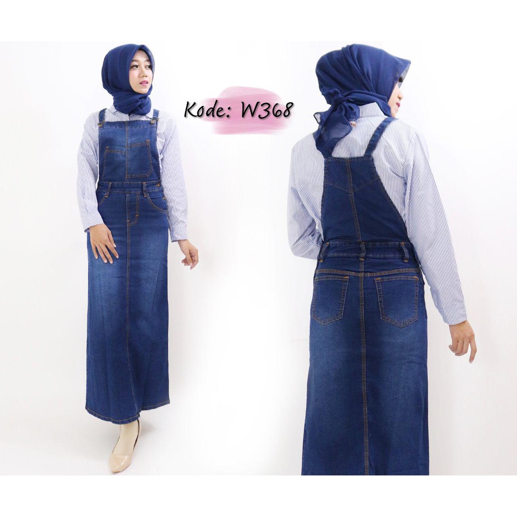 Overall jeans panjang baju monyet Wanita Muslimah baju 