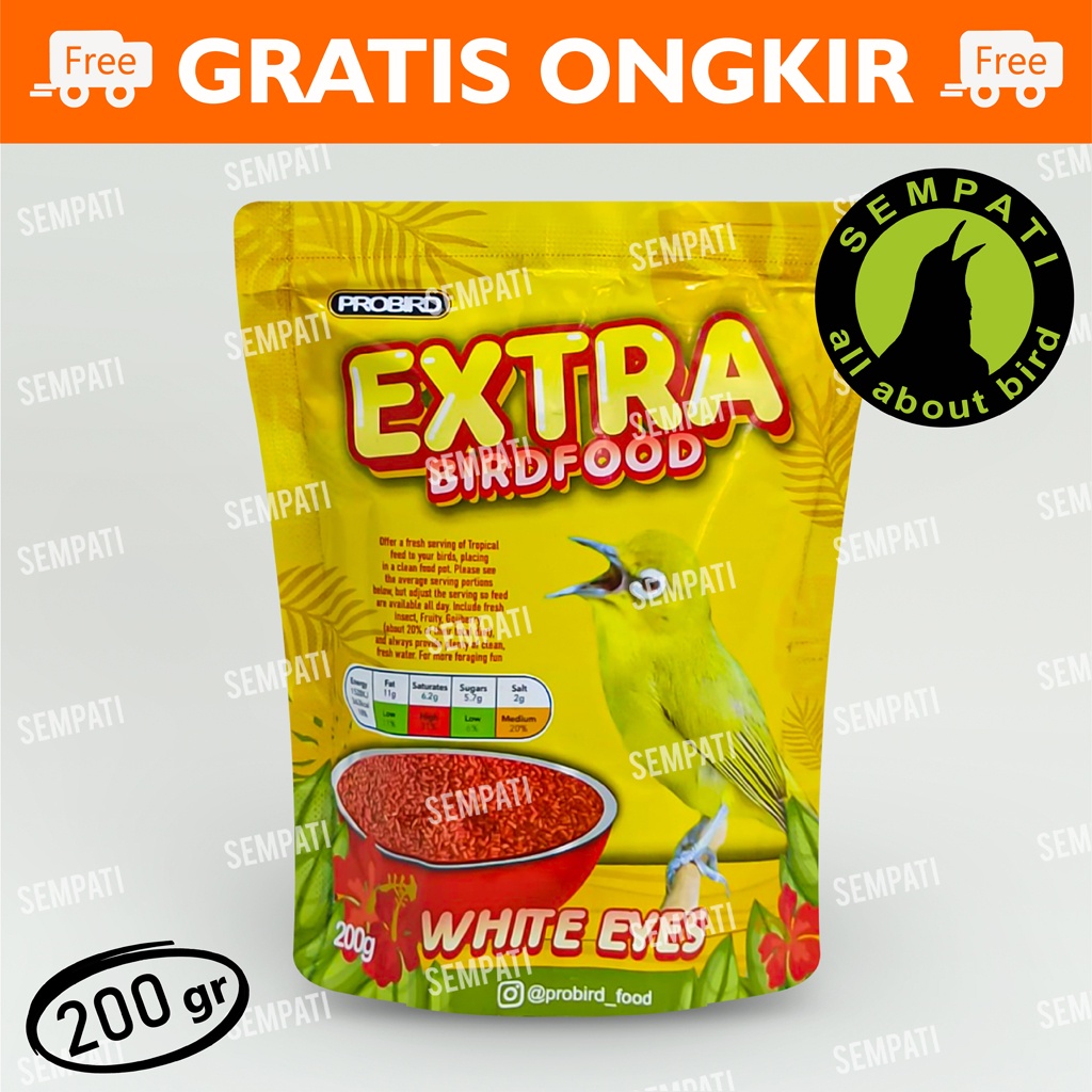 EXTRA BIRD FOOD WHITE EYES PROBIRD PAKAN BURUNG PLECI ORIENTAL WHITE EYE VOER PUR PELLET BUAH EXWHY