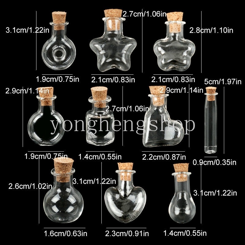 10pcs / set Botol Kaca Mini Handmade Dengan Gabus Untuk Hadiah Ulang Tahun / Pernikahan