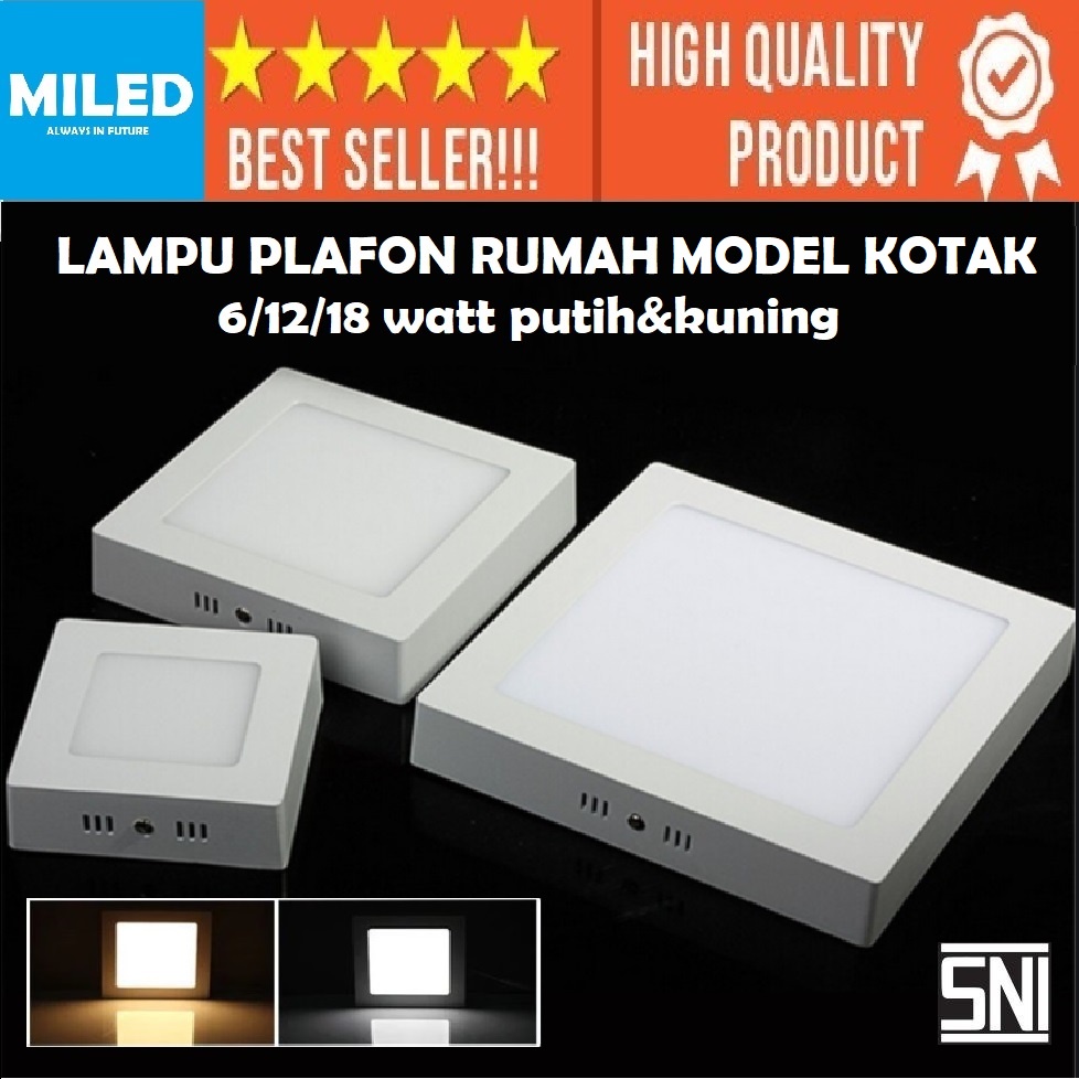  LAMPU  PLAFON  LED 18W 12WATT 6 WATT BENTUK PERSEGI KOTAK 